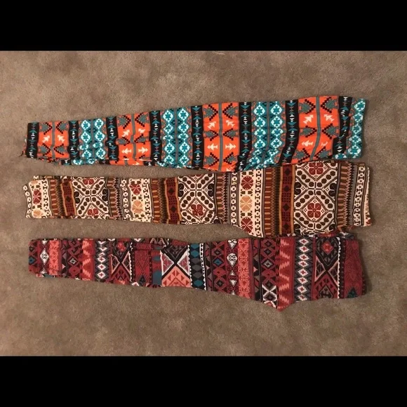 Legging Bundle, Muti colored, Tribal, One Size - Picture 2 of 3